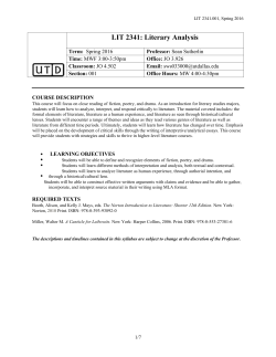 LIT 2341: Literary Analysis - UT Dallas dox Repository :: The