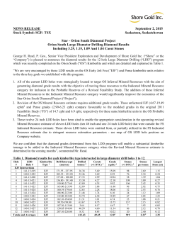 September 2, 2015 - News Release