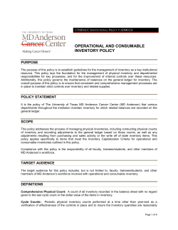 Operational and Consumable Inventory Policy