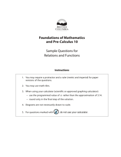 FMP10 Sample Questions for Relations and Functions