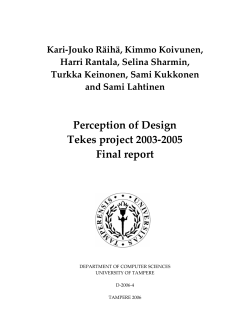 Perception of Design, Tekes Final Report