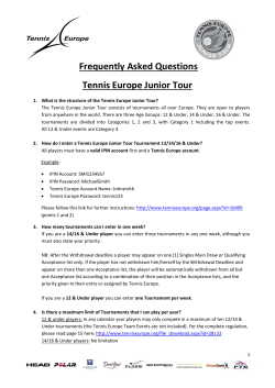 Frequently Asked Questions Tennis Europe Junior Tour