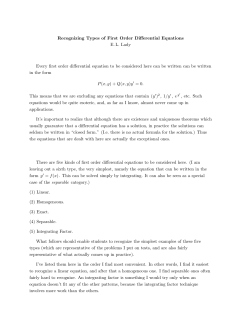 Recognizing Types of First Order Differential Equations E. L. Lady