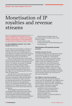 Monetisation of IP royalties and revenue streams