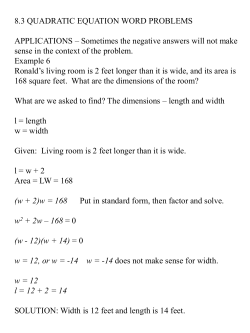 8.3 QUADRATIC EQUATION WORD PROBLEMS APPLICATIONS