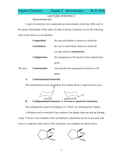 Organic Chemistry Chapter 5 Stereoisomers H. D. Roth