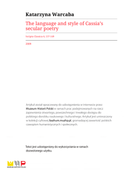 Katarzyna Warcaba The language and style of Cassia`s secular poetry