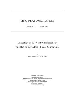 Etymology of the Word "Macrobiotic:s" and Its - Sino