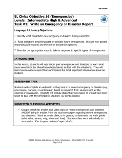 EL Civics Objective 16 (Emergencies) Levels: Intermediate High