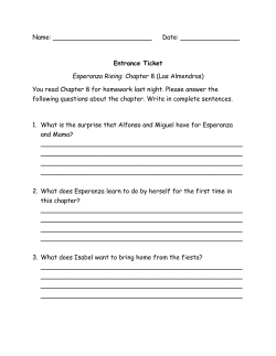 Name: Date: Entrance Ticket Esperanza Rising: Chapter 8 (Las