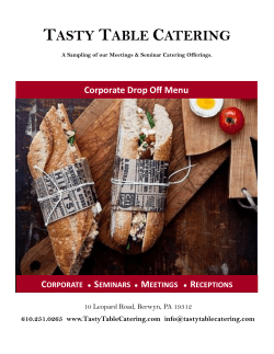 Corporate Menu - Tasty Table Catering