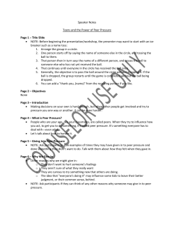 Speaker Notes Teens and the Power of Peer Pressure Page 1