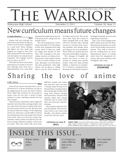 Inside this issue... New curriculum means future changes Sharing