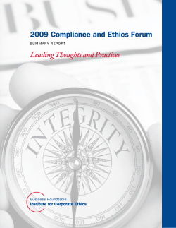 2009 Compliance and Ethics Forum Summary Report: Leading Thoughts