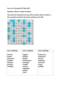 Due in on Thursday 18th May 2017 Question. What is a prime