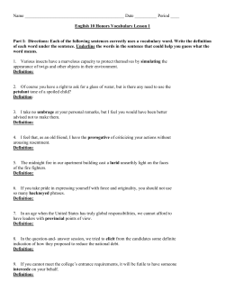 Vocabulary Lesson 1 10H