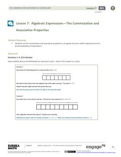 Lesson 7: Algebraic Expressions&mdash;The Commutative