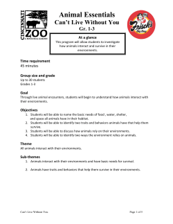 Animal Essentials Can`t Live Without You Gr. 1-3
