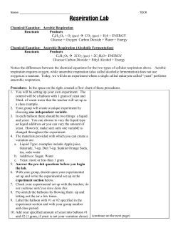 Chemical Equation: Aerobic Respiration Reactants Products