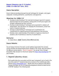 CHEM 113: General Chemistry Lab (online) - Fall