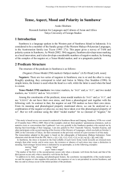 Tense, Aspect, Mood and Polarity in Sumbawa*