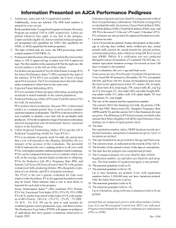 Information Presented on AJCA Performance Pedigrees