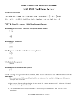 MGF 1100 Exam Review Fall 2015