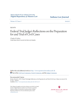 Federal Trial Judge`s Reflections on the Preparation for and Trial of