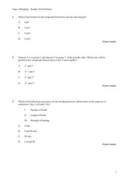 Topic 4 Bonding &ndash; Sample Test Problems 1. What is the formula for