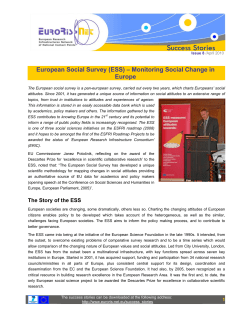 European Social Survey (ESS) &ndash; Monitoring Social Change in Europe