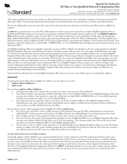 Special Tax Notice for 457 Plan or Non-Qualified