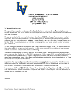 LA VEGA INDEPENDENT SCHOOL DISTRICT