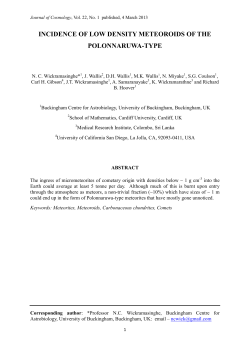 incidence of low density meteoroids of the polonnaruwa-type