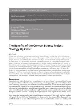 The Benefits of the German Science Project `Biology Up Close`