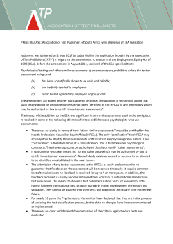 PRESS RELEASE: Association of Test Publishers of South Africa