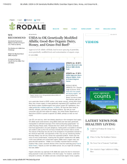 USDA to OK Genetically Modified Alfalfa - Barr