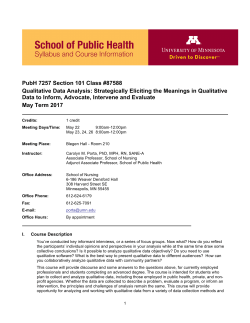 PubH 7257 Section 101 Class #87588 Qualitative Data Analysis