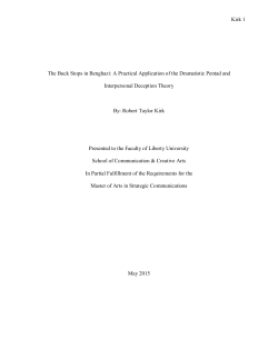 Kirk 1 The Buck Stops in Benghazi: A Practical Application of the
