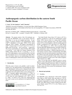 Anthropogenic carbon distribution in the eastern South Pacific Ocean