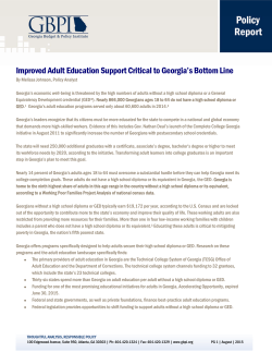 Improved Adult Education Support Critical to Georgia`s Bottom Line