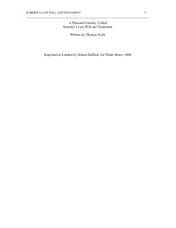 Summer`s Last Will and Testament
