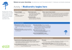 Activity 1 Biodiversity begins here