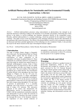 Artificial Photosynthesis for Sustainable and