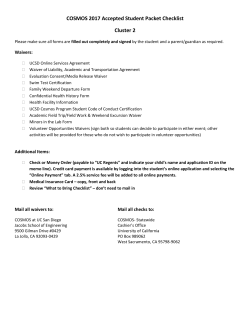 COSMOS 2017 Accepted Student Packet Checklist Cluster 2
