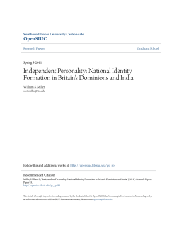 National Identity Formation in Britain`s Dominions and India