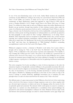 The Value of Inconsistency: John Wilkinson and &ldquo;Facing Port Talbot