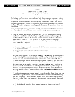 Designing Experiments - Thompson Writing Program