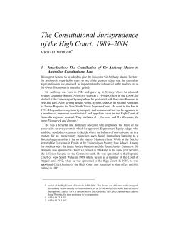 The Constitutional Jurisprudence of the High Court