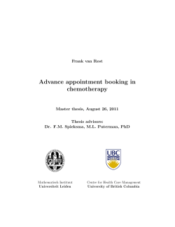 Advance appointment booking in chemotherapy