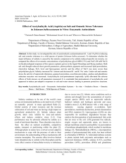 Effect of Acetylsalicylic Acid (Aspirin) on Salt and Osmotic Stress